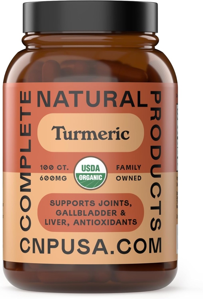 Capsules curmériques organiques - Supplément de poudre de racine de Curcumine brute et pure, 100 capsules 600mg, vésicules, foie et soutien