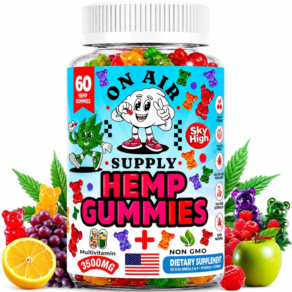 Gummies de chanvre - Extra puissance - 3500MG pour soulager la douleur et le stress, mélange savoureux huile de chanvre naturel Gummies+ Extrait pour le sommeil, l'anxiété, le calme et le soutien joint – Bites sans gluten - Fabriqué aux États-Unis