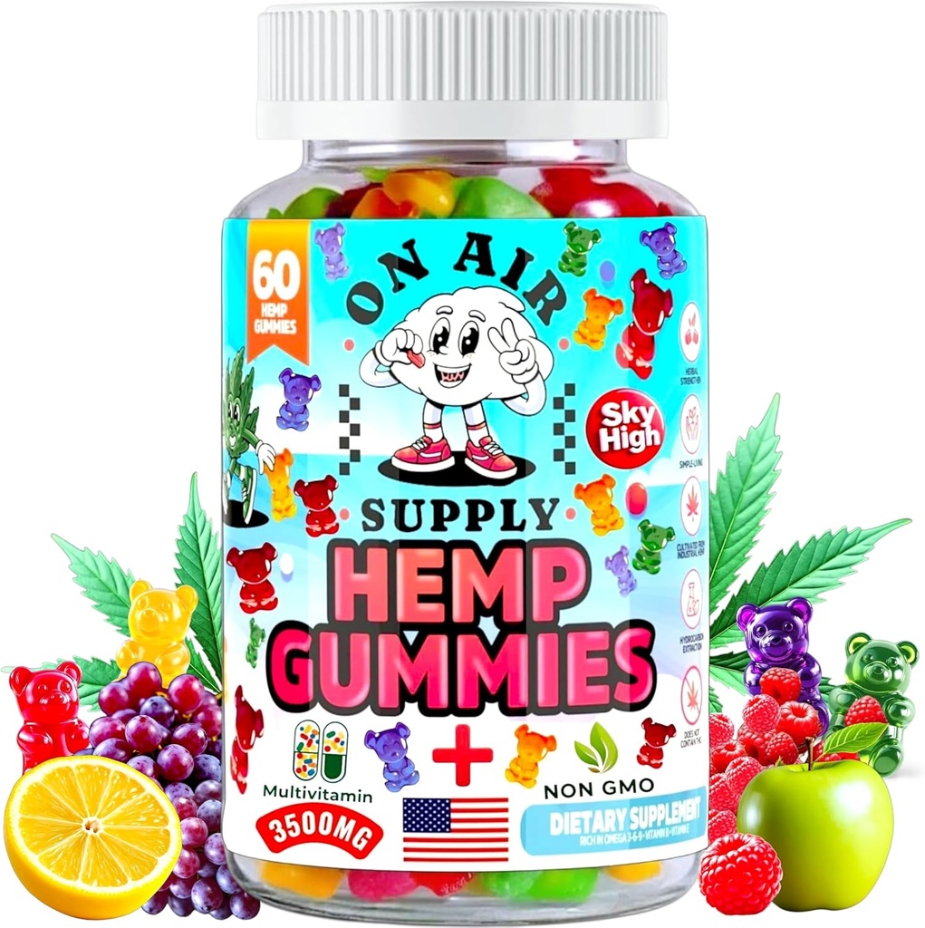 Gummies de chanvre - Extra puissance - 3500MG pour soulager la douleur et le stress, mélange savoureux huile de chanvre naturel Gummies+ Extrait pour le sommeil, l'anxiété, le calme et le soutien joint – Bites sans gluten - Fabriqué aux États-Unis