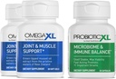 OmegaXL complément puissant de soutien articulaire et musculaire 60 Comte (2 Pack) et probiotique XL - PreforPro, DE111, plateau stable - Promouvoir la croissance saine de la fleur de Gut (30 capsules de légumes)