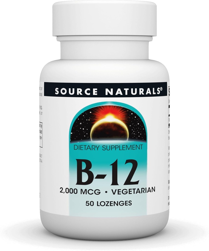 Source Naturals Vitamine B-12, 2000 mcg soutient la production d'énergie - 50 Lozenges