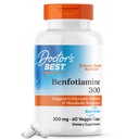 La meilleure Benfotiamine 300 de docteur avec BenfoPure, aide à maintenir un métabolisme du glucose sain, non-OGM, végétalien, sans gluten, sans soja, 300 mg, 60 capsules de légumes