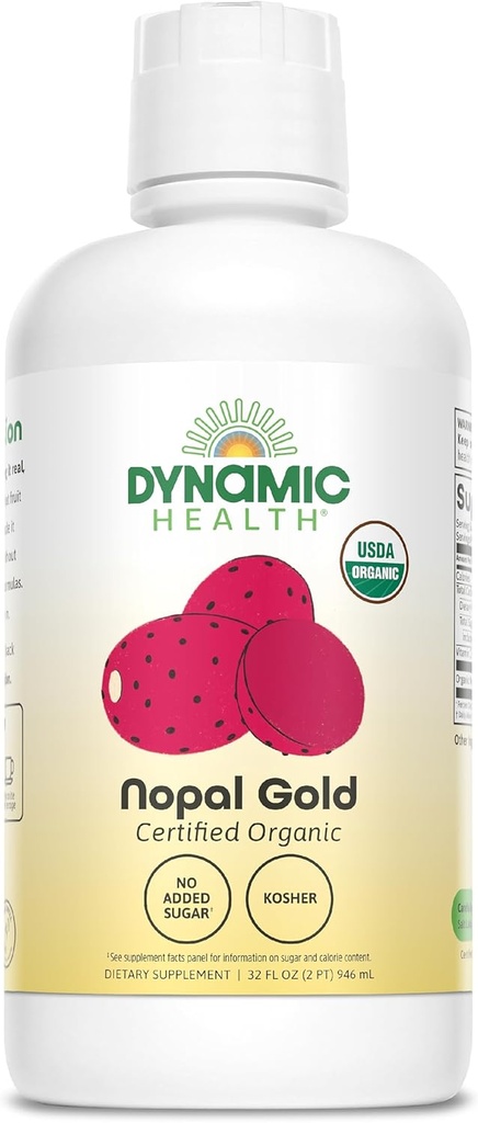 Santé dynamique Nopal Or, Organique, Pas d'additifs, Antioxydant Support, Vegan, Sans gluten, Non-OGM, 32 Fl oz