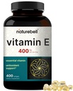 NatureBell Huile de Vitamine E Softgels, 400iu Par Servant, 400 pilules. Suppléments antioxydants essentiels, forme facilement absorbée – soutient la peau, le cœur et la santé immunitaire – non-OGM