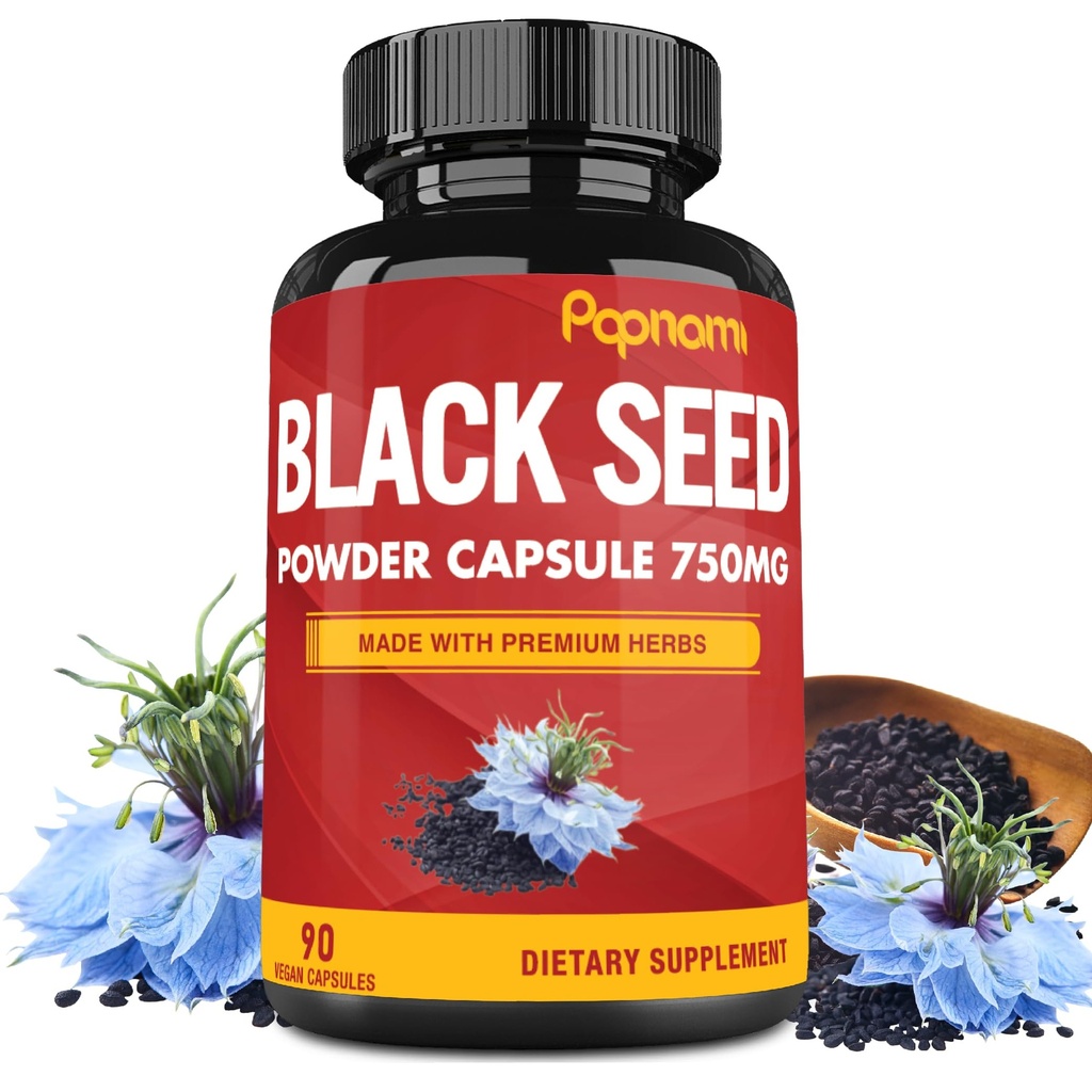 Pure Black Capsules en poudre 750mg - Supplément Premium pour l'immunité, le digestif, la peau, les cheveux et l'équilibre corporel - 90 pilules pour 3 mois d'approvisionnement