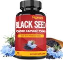 Pure Black Capsules en poudre 750mg - Supplément Premium pour l'immunité, le digestif, la peau, les cheveux et l'équilibre corporel - 90 pilules pour 3 mois d'approvisionnement