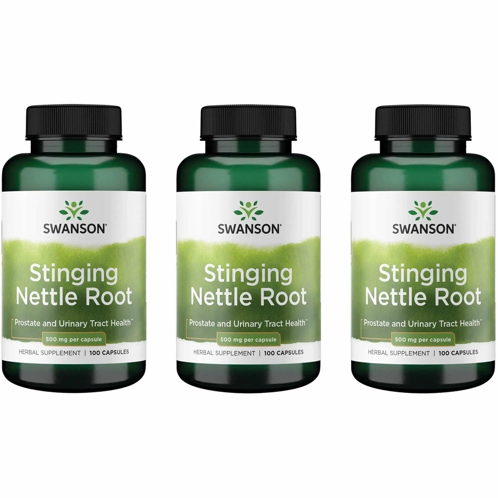 Swanson Stinging Nettle Root (Urtica Dioica) - Supplément à base de plantes - (100 gélules, 500 mg) (3 boîtes)