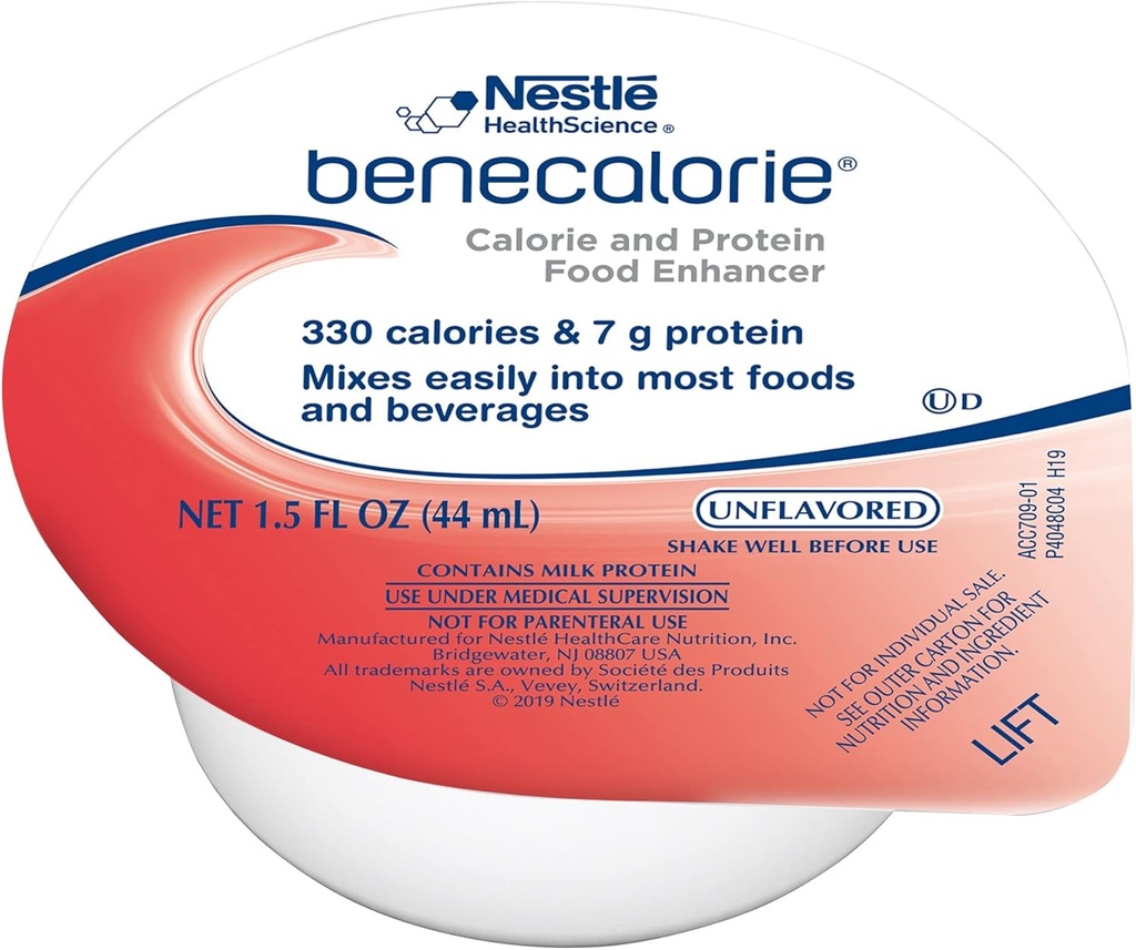 Benécalorie Enhancer de calories et de protéines - Non aromatisé (330 calories, 7g de protéines) - 1,5 fl oz tasses, 24 packs