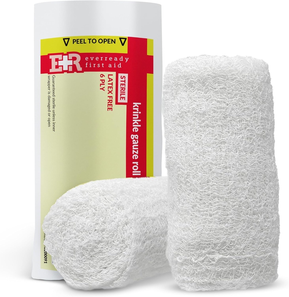 Premiers secours Sterile Krinkle Kerlix Type 4 1/2" x 4,1 Yds, Sans latex, 6 PLY, Bandeau de Gauze - 12 Compte