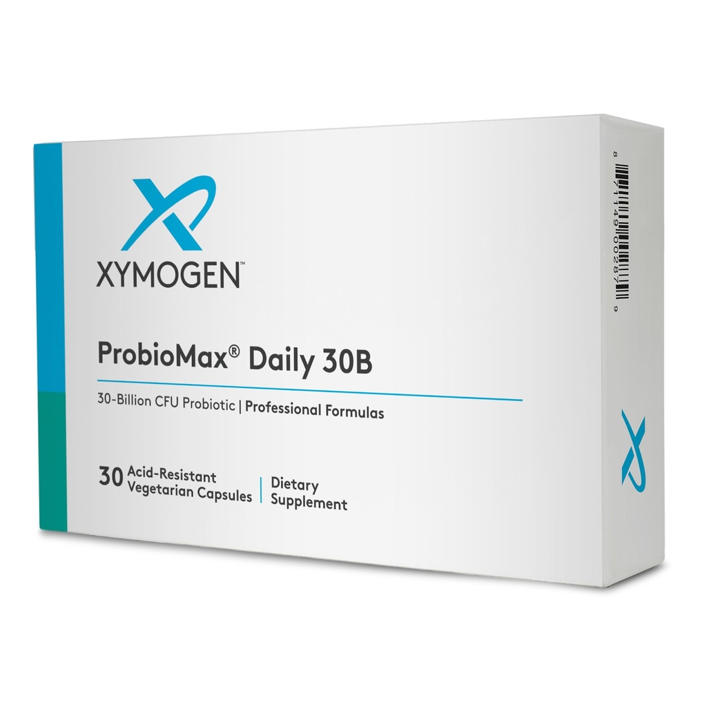 XYMOGEN ProbioMax Daily 30B - Probiotiques végétariens, laitiers et sans gluten pour la santé digestive - Suppléments nutritionnels probiotiques pour femmes et hommes - Anciennement ProbioMax Daily DF (30 capsules)
