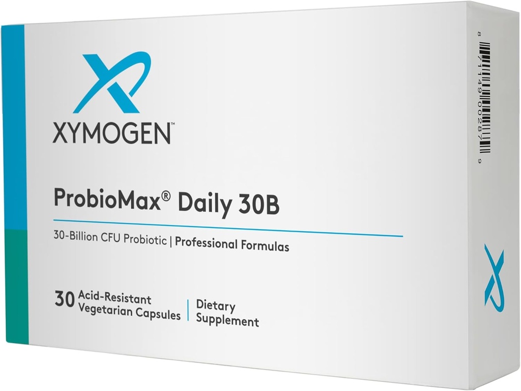 XYMOGEN ProbioMax Daily 30B - Probiotiques végétariens, laitiers et sans gluten pour la santé digestive - Suppléments nutritionnels probiotiques pour femmes et hommes - Anciennement ProbioMax Daily DF (30 capsules)