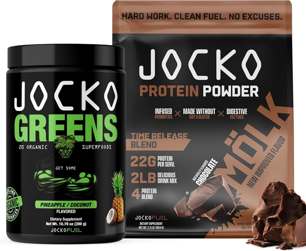 Jocko Carburant 2 Pack - Jocko Greens Poudre + Chocolate Mölk Protéine Poudre