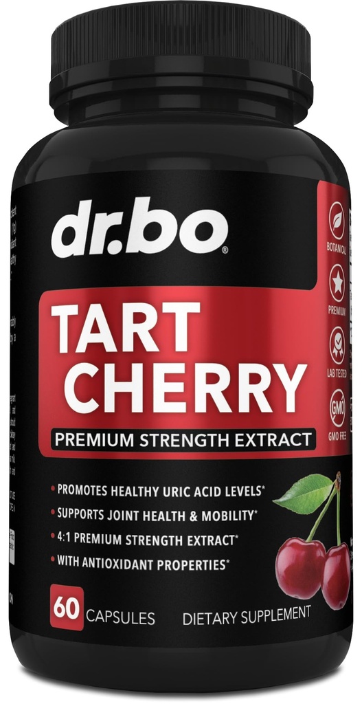 Tart Cherry Extract Capsules Supplement - Purge Uric Acid Flush Nettoyer les pilules antioxydantes pour le soutien du repos - Tart Cherry Capsules Suppléments anthocyaniques Cerises Ultra Pure Vitamines Concentrate Pill