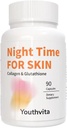 Collagène Peptides L-glutathion Vitamine C GABA Astaxanthine Vitamine E,Soutenir la santé de la peau,90 Capsules