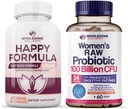 Bien-être sain Happy Formula Natural Formula Relief Supplément + Dr. Formulé Probiotiques bruts pour les femmes 100 milliards d'UFC Bundle