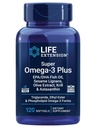 Extension de vie Super Omega-3 Plus EPA/DHA Huile de poisson, sésame Lignans, extrait d'olive, krill et astaxanthine - Soutien de santé cardiaque, cérébrale et articulaire - Sans gluten, sans OGM - 120 Softgels