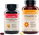 NatureWise Vitamine B12 1000 mcg 150 Softgels & Vitamine D3 5000iu 360 Mini Softgels pour l'énergie, la clarté mentale, l'os et le soutien musculaire