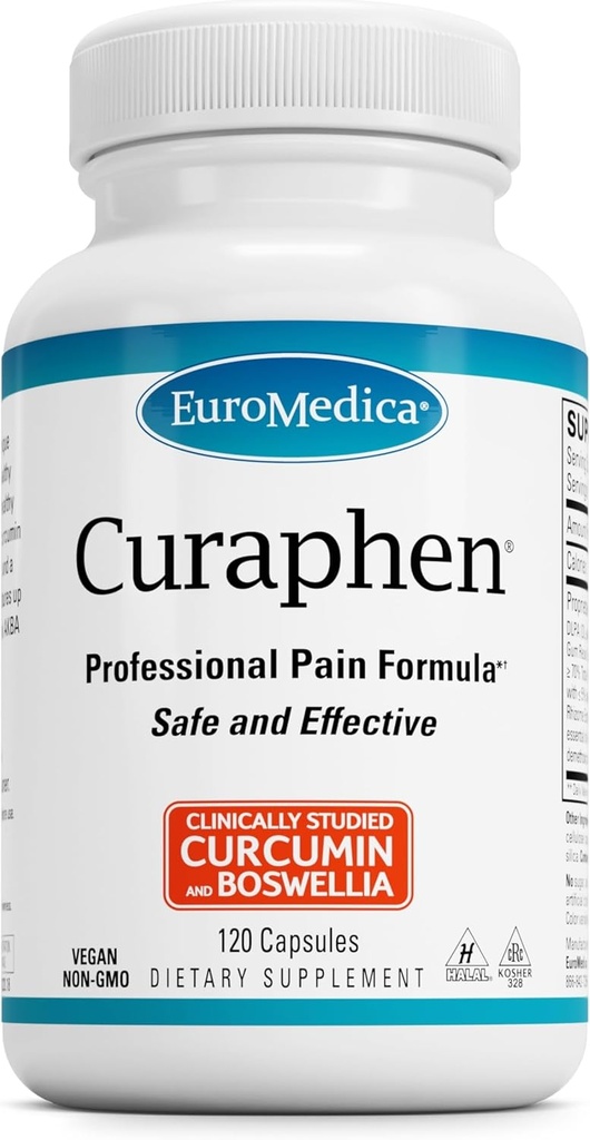 EuroMedica Curaphen - Supplément Curcumin pour la circulation et le soutien endorphine - Soutien pour le malaise occasionnel - Aide les muscles sains - 120 capsules
