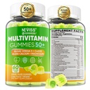 Multivitamine pour les hommes 50 + Plus, sans sucre Hommes Multivitamines Gummies w/Omega-3, Coq10, D3k2, Calcium, Magnésium, Zinc, Vitamines A, C & E, Vitamines pour hommes pour l'Hert, Antioxydant, Cerveau, Os, 60cts