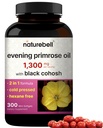 NatureBell Huile de Primrose avec Cohosh Noir, 1.300mg par portion, 300 Mini-Softgels.