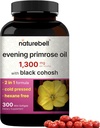 NatureBell Huile de Primrose avec Cohosh Noir, 1.300mg par portion, 300 Mini-Softgels.