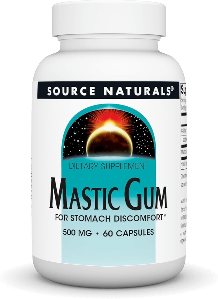 Source Naturals Gum mastic pour l'estomac Discomfort* 500 Mg Capsule, 60 Compte