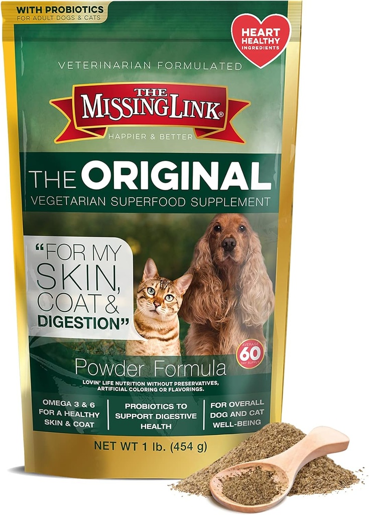 Le lien manquant bien-blend Tout Végétarien naturel Omega Superfood Dog & Cat Supplément - peau saine, manteau et digestion - 1lb