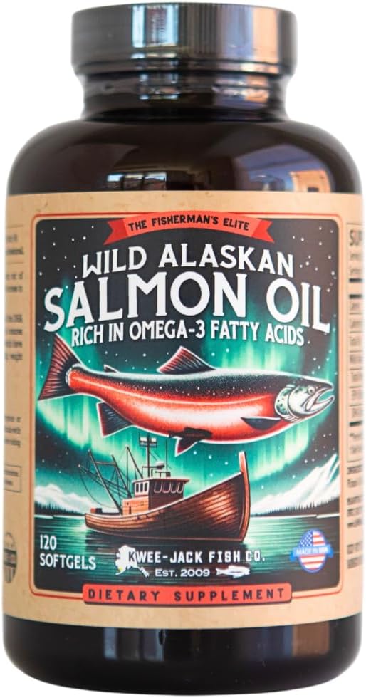 Wild Alaskan Salmon Fish Oil Omega 3 Supplément pour les humains EPA et DHA.