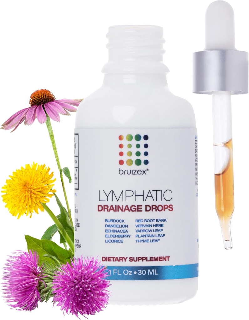 Drainage lymphatique gouttes pour la chirurgie et la santé lymphatique, non aromatisé, utiliser après liposuccion, BBL & Tummy Tuck, mélange naturel à base de plantes de la racine de dandelion, racine de dard, Echinacea, 1 Fl Oz