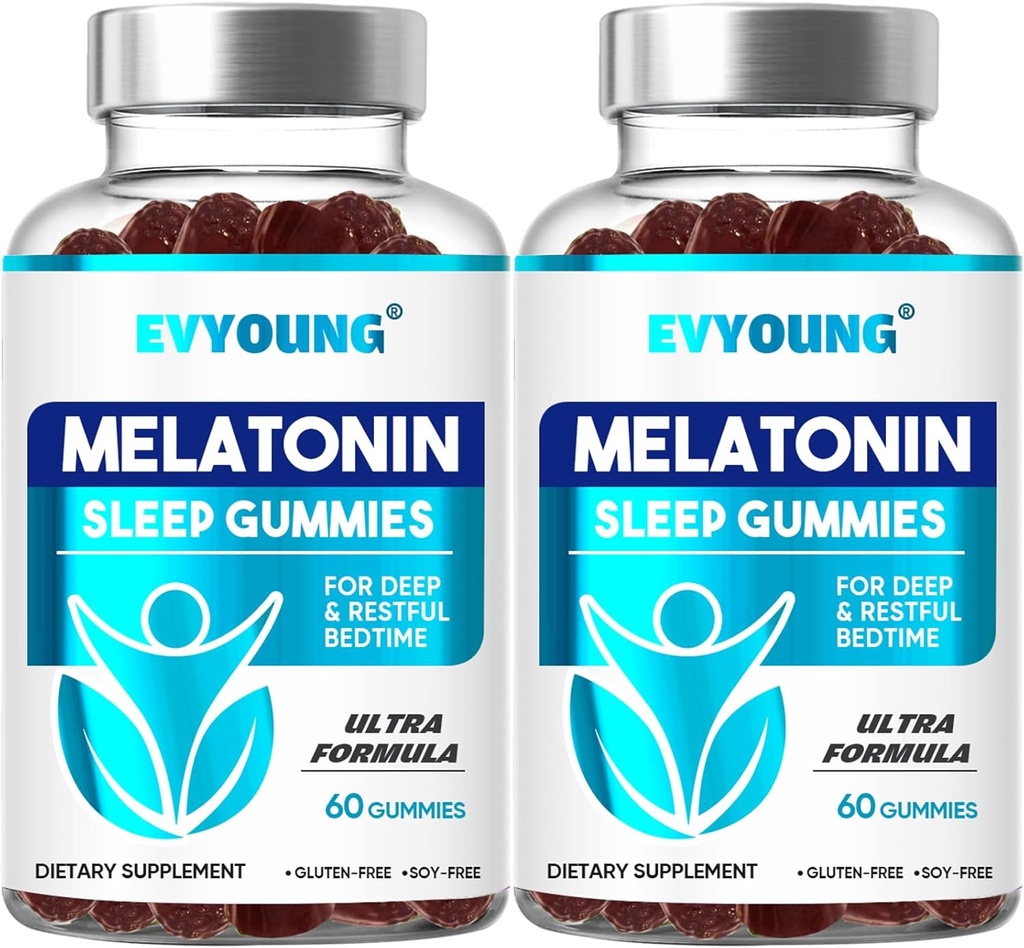 EVYOUNG Melatonin Gummies,Sleep Support for Adults,1000 mcg Melatonin 120 Gummies jusqu'à un approvisionnement de 60 jours, Supplément pour dormir