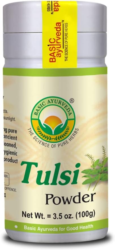 AYURVEDA DE BASE Poudre de Tulsi de Basilic Holy Leaf Poudre pour Thé, cuisson et utilisation d'herbes