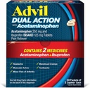 Caplets enduits à double action advil avec l'acétaminophène, 250 Mg d'Ibuprofène et 500 Mg d'acétaminophène par dose (2 équivalents de dose) pour 8 heures de soulagement de la douleur - 2 Compte x 50