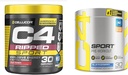 C4 Ripped Sport Pre Workout Punch en poudre de fruits - NSF certifié pour le sport + sans sucre et C4 Sport Pre Workout Poudre bleue framboise - Pré entraînement énergie