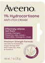 Aveeno Maximum Strength 1% Hydrocortisone Anti-Itch Cream, Triple Oat, Aloe & Vitamine E pour le soulagement des démangeaisons de l'eczéma, du psoriasis, des piqûres d'insectes, de l'ivraie empoisonnée, du chêne et du sumac et des détergents, 1 oz