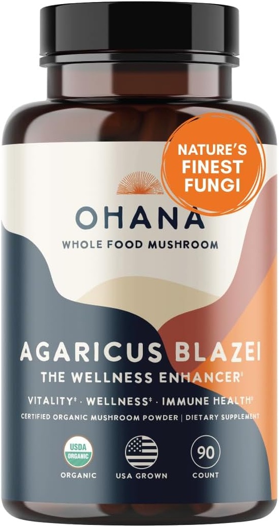 Aloha Médicament pur Agaricus Blazei 500 mg 90 Capsules végétariennes certifiées biologiques