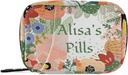 Custom Pill Box 7 Day Pill Case Bag Cactus Flowers Nom personnalisé Travel Pill Organizer Bag with Zipper Portable Weekly Case Compact Size for Vitamin Supplement Holder