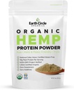 Earth Circle Organics Poudre de protéines de chanvre biologique, sans gluten, à base de plantes et végétalienne poudre de protéines crues - parfait pour le kéto, le remplacement des repas, pré-entraînement et post entraînement (8oz, paquet de 1)