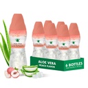 Jus d'aloès vera (arôme de pêche) avec une plus grande pulpe d'aloès pur et chunky (6 paquets) Jus à base de plantes excellent pour l'hydratation et contient une grande pulpe d'aloès. Il est sain pour les adultes et les enfants