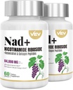 VEV NAD+ Supplément – Supplément NAD liposomique pour les femmes et les hommes, Resvératrol pour l'énergie cellulaire et le vieillissement en santé, 2 bouteilles – 120 capsules