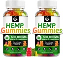 (2 packs) Gommies de chanvre à haute puissance Extra-force -Stress, Sommeil, Mood, Calme, Focus, Suppléments de relaxation, 100% naturel extrait d'huile de chanvre Gommies infusés, végétalien, non-OGM, sans gluten