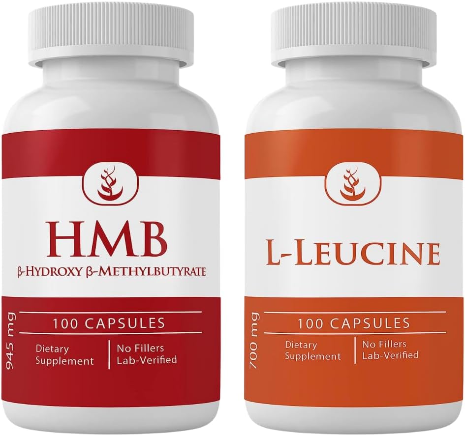 INGRÉDIENTS ORIGINAL DE PURE HMB et L-Leucine Bundle, 100 Capsules Chaque, Toujours Pure, Aucun additif ou remplissage