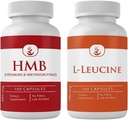 INGRÉDIENTS ORIGINAL DE PURE HMB et L-Leucine Bundle, 100 Capsules Chaque, Toujours Pure, Aucun additif ou remplissage