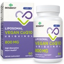 Ubiquinol liposomique CoQ10 800 MG Softgel, supplément Ubiquinol à haute absorption CoQ10, Coenzyme active Q10 800mg, puissant antioxydant pour la fonction cardiaque et cérébrale, production d'énergie, 60 softgels végétaliens