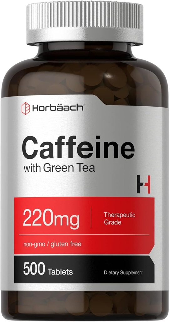 Pilules de caféine Horbäach 220mg avec du thé vert