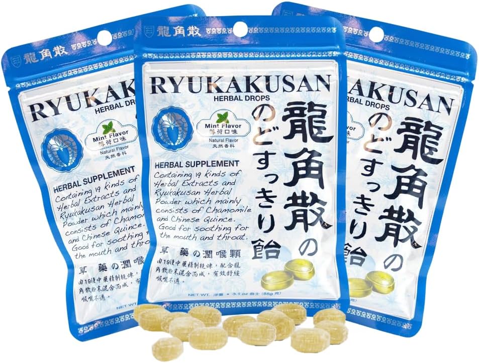 Solstice Medicine Company Ryukakusan Herbal Drops (paquet de 3) - Mint Flavor (Gorge apaisante et support respiratoire)