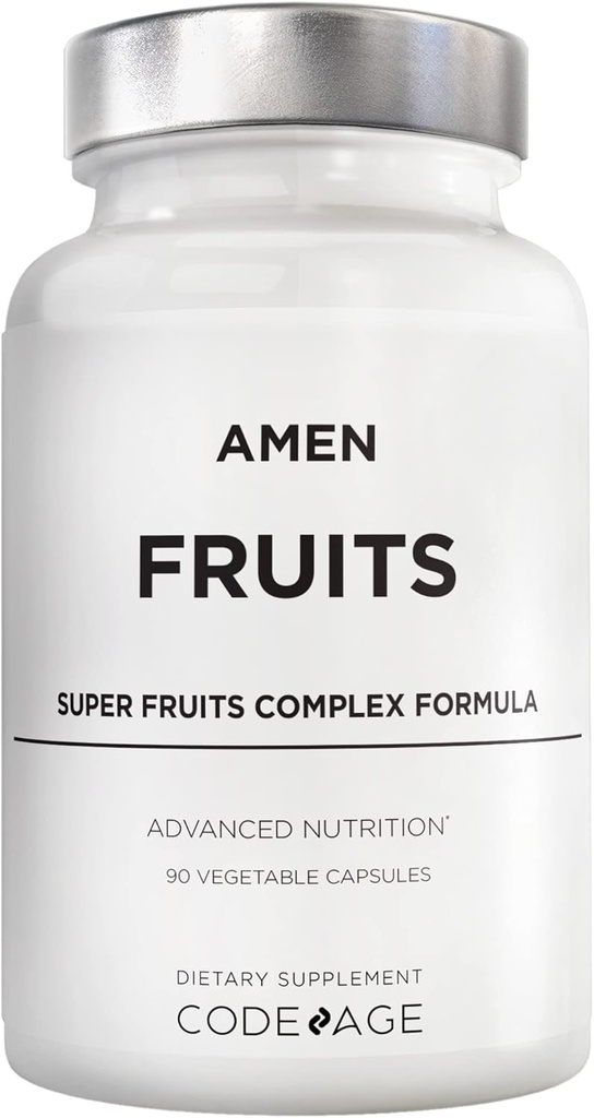 Amen Fruits, suppléments de vitamines de fruits quotidiens, plus de 20 extraits de fruits entiers - Multivitamines brutes, baies, polyphénols antioxydants Superfood & Flavonoïdes - Non-OGM - 90 capsules