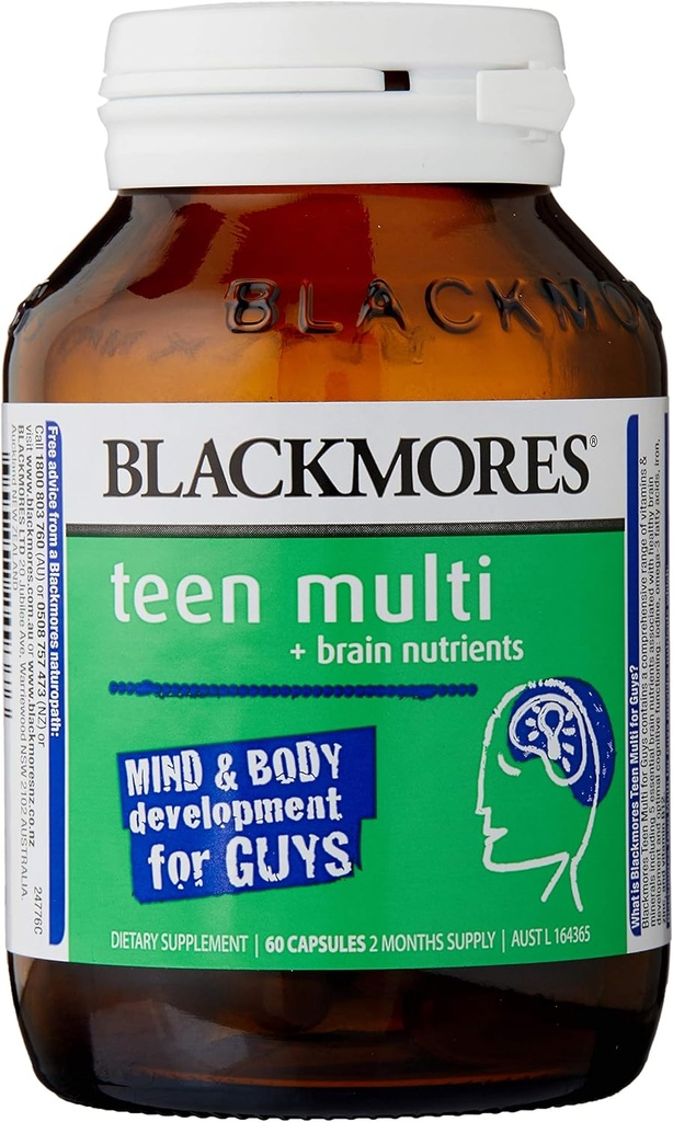 Blackmores Adolescent Multi + Nutriments du cerveau pour les gars 60 Capsules