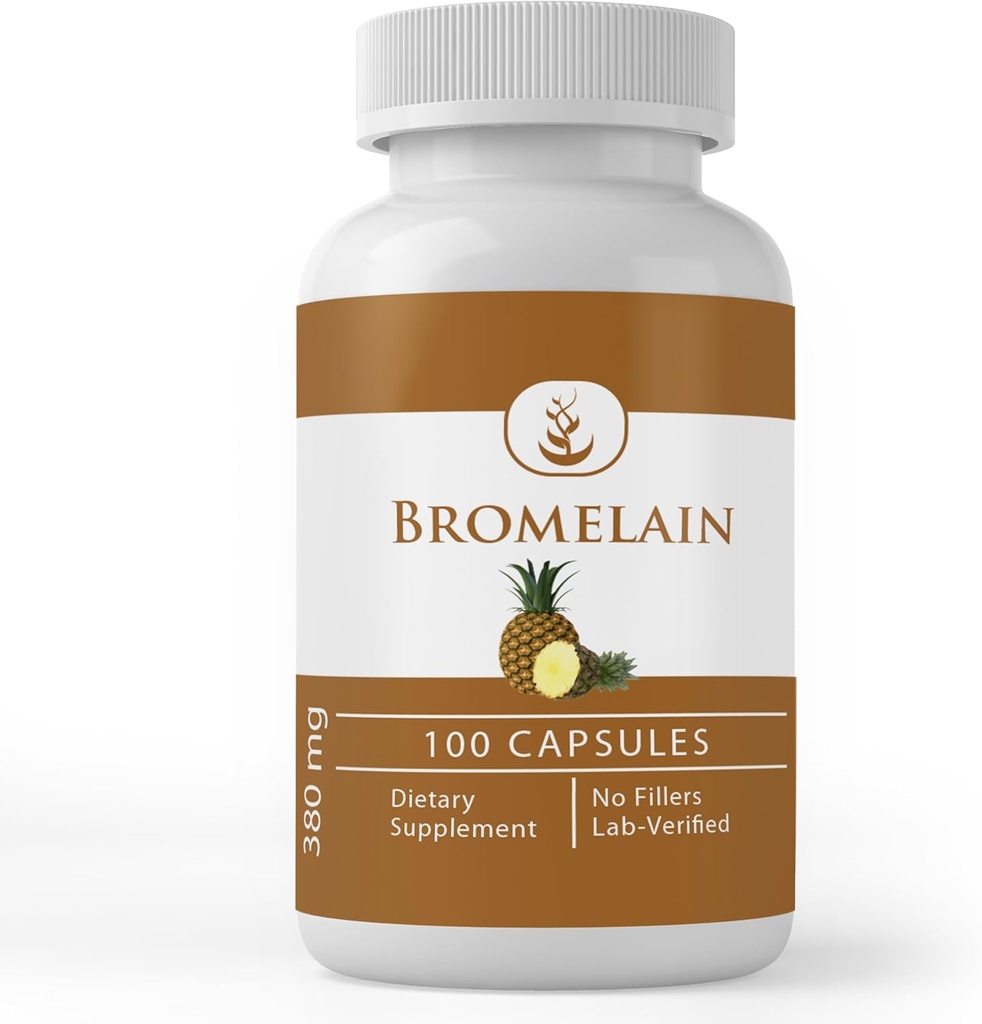 Ingrédients originaux purs Bromelain, (100 capsules) Toujours pur, sans additifs ou charges, laboratoire vérifié