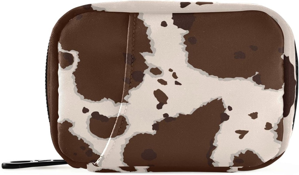 OTVEE Beige Brown Cow Print Pill Case Bag, Vitamine Organizer Medicine Cartable pour les voyages