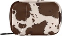 OTVEE Beige Brown Cow Print Pill Case Bag, Vitamin Organizer Medicine Carrying Case for Travel